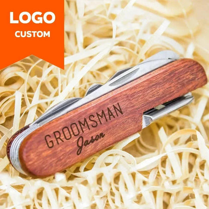 BARRELON – Cavatappi da sommelier in legno personalizzato con incisione, manico in palissandro e coltello integrato