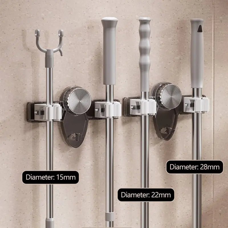 GRIPHOLD – Morsetto salva-spazio per scope con ventose robuste
