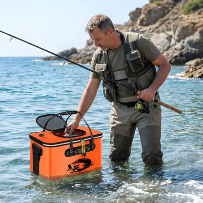 FISHVAULT – Secchio pieghevole da pesca con vano di deposito