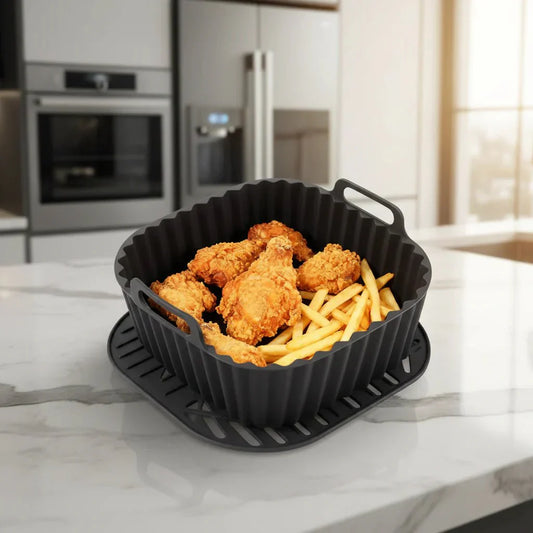SAUBERFRY – Inserti quadrati in silicone per la friggitrice ad aria, antiaderenti e riutilizzabili (4–7 L)