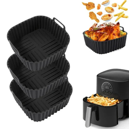 SAUBERFRY – Inserti quadrati in silicone per la friggitrice ad aria, antiaderenti e riutilizzabili (4–7 L)
