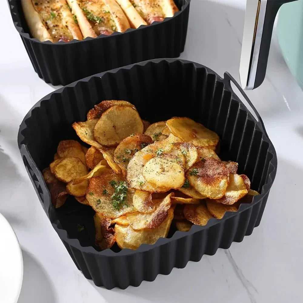 SAUBERFRY – Inserti quadrati in silicone per la friggitrice ad aria, antiaderenti e riutilizzabili (4–7 L)
