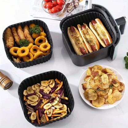 SAUBERFRY – Inserti quadrati in silicone per la friggitrice ad aria, antiaderenti e riutilizzabili (4–7 L)