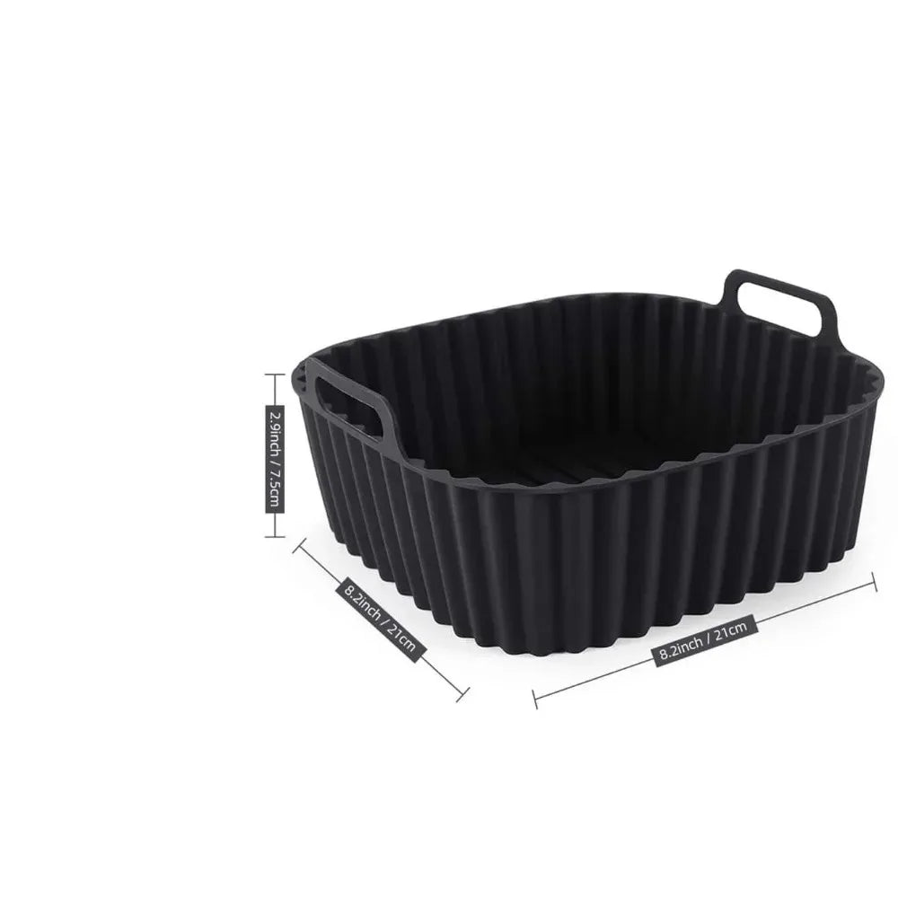SAUBERFRY – Inserti quadrati in silicone per la friggitrice ad aria, antiaderenti e riutilizzabili (4–7 L)