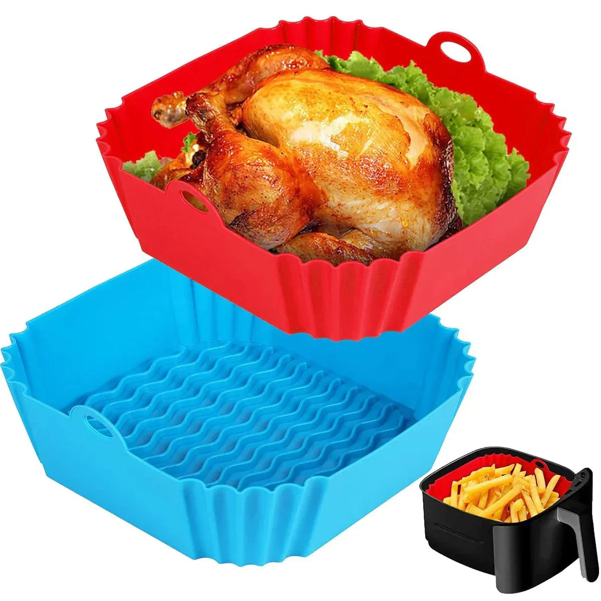 HEISSLUFTPRO – Inserto in silicone per friggitrice ad aria con maniglie per una cucina pulita e sicura