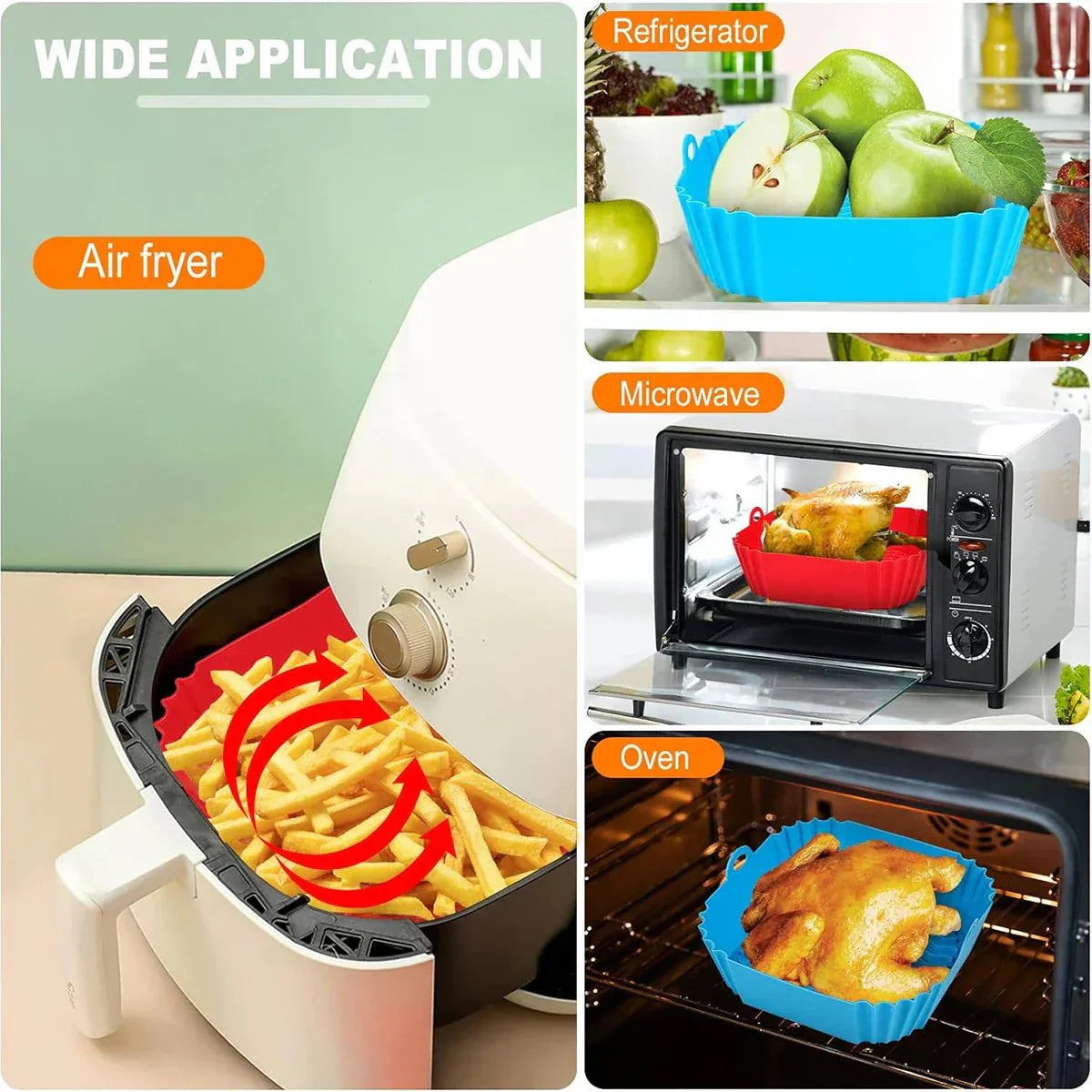 HEISSLUFTPRO – Inserto in silicone per friggitrice ad aria con maniglie per una cucina pulita e sicura