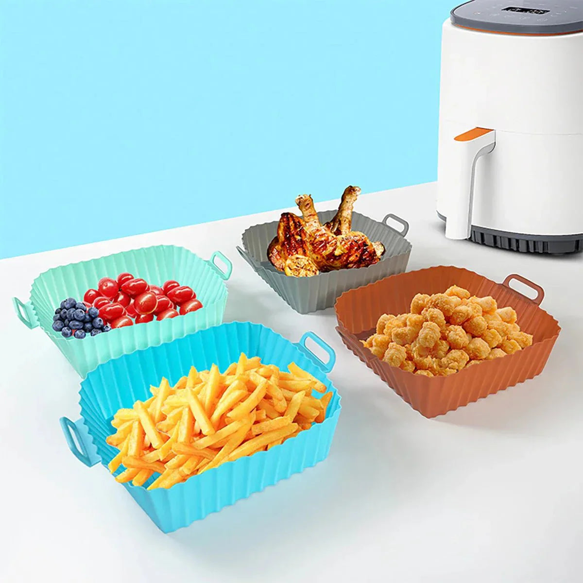 HEISSLUFTPRO – Inserto in silicone per friggitrice ad aria con maniglie per una cucina pulita e sicura