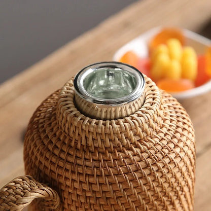 VINTAJUG – borraccia termica isolante in rattan da 1 L per bevande calde e fredde
