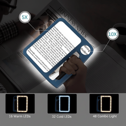 SEHKOMFORT – Lente d'ingrandimento portatile ricaricabile con ingrandimenti di 5x e 10x