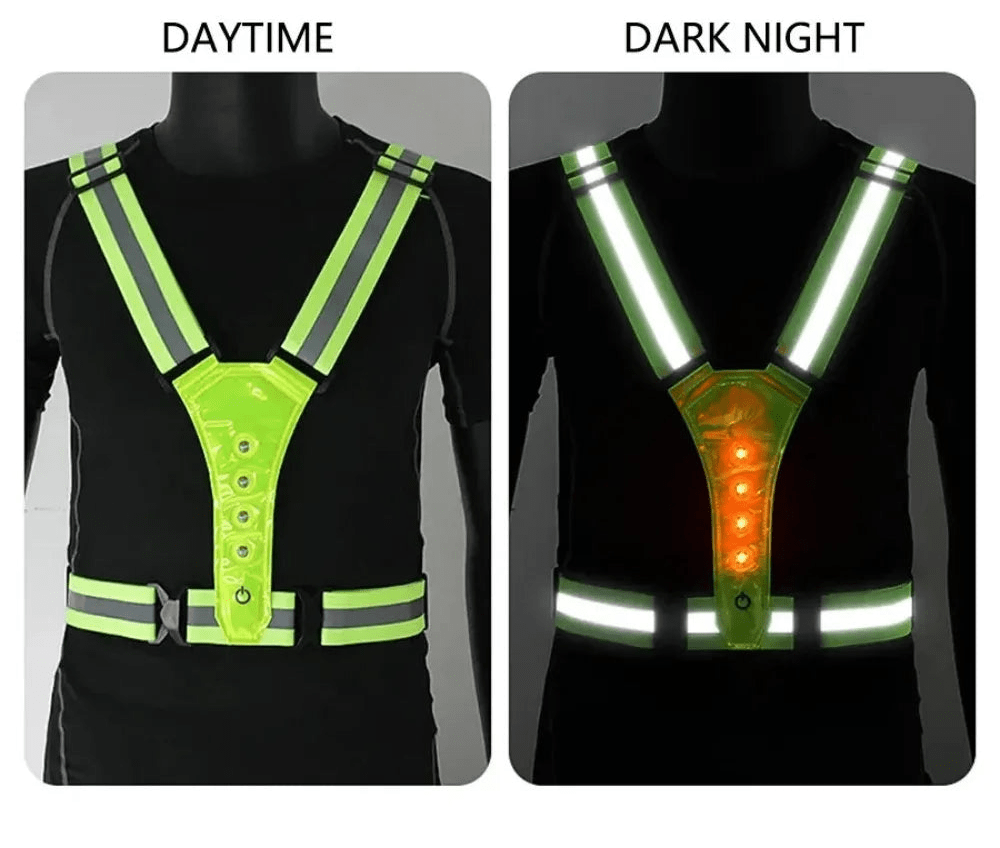 BRIGHTPATH – Gilet da corsa riflettente a LED con vestibilità regolabile e luci di sicurezza