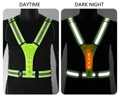 BRIGHTPATH – Gilet da corsa riflettente a LED con vestibilità regolabile e luci di sicurezza