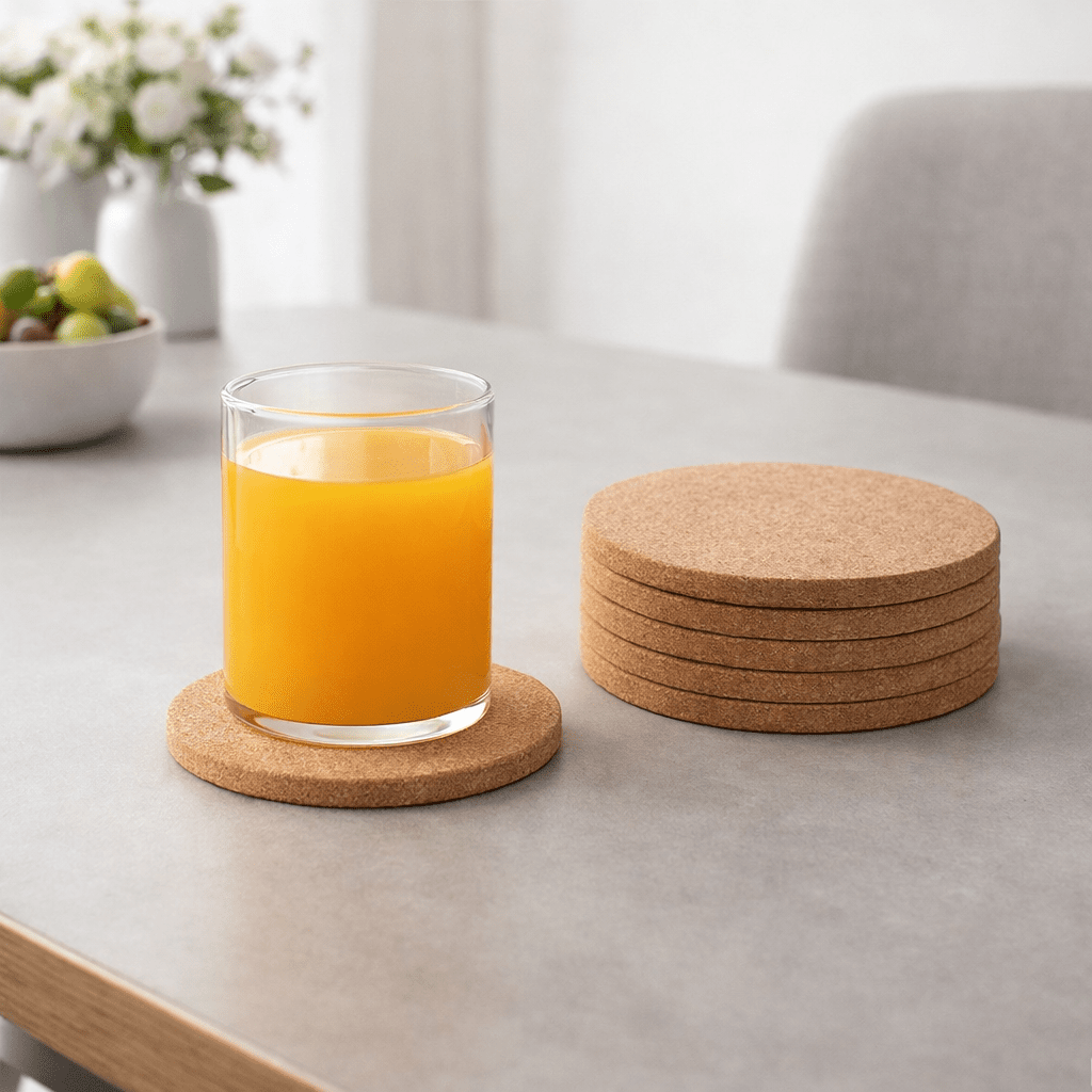 CORKORA – Sottobicchieri in legno con base di sughero per protezione sicura del tavolo