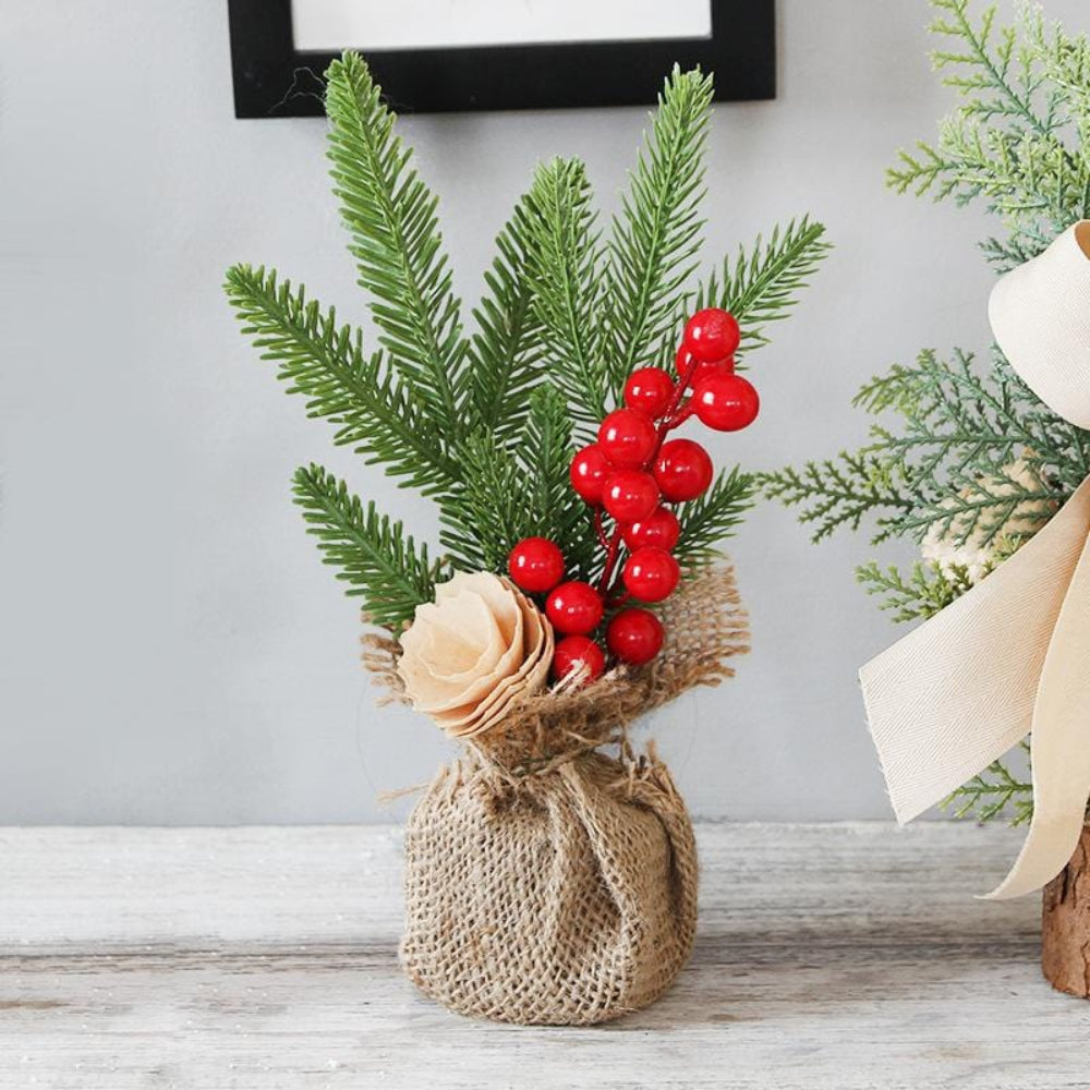 RusticBough | Mini albero di Natale da tavolo per una calda decorazione natalizia