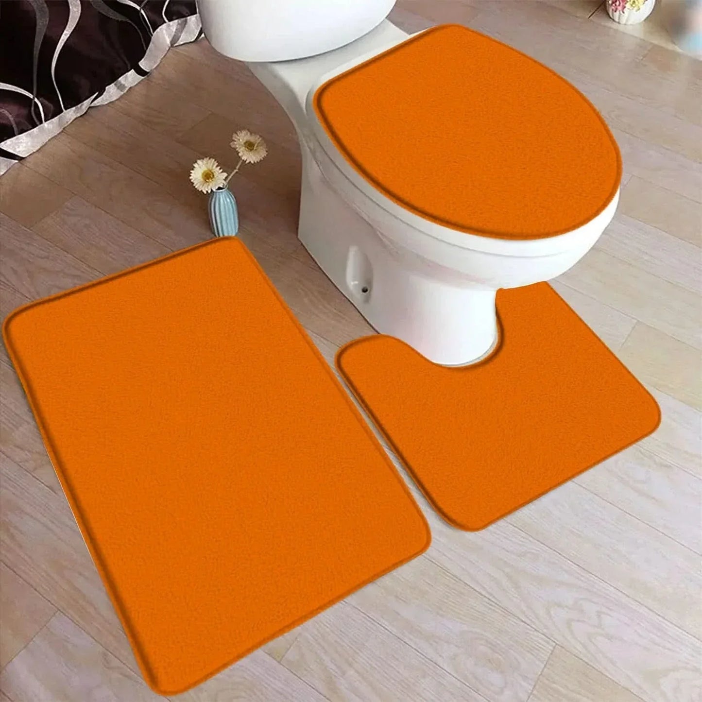 ComfiMat – set da 3 pezzi di tappetini da bagno in flanella con fondo antiscivolo
