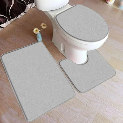 ComfiMat – set da 3 pezzi di tappetini da bagno in flanella con fondo antiscivolo