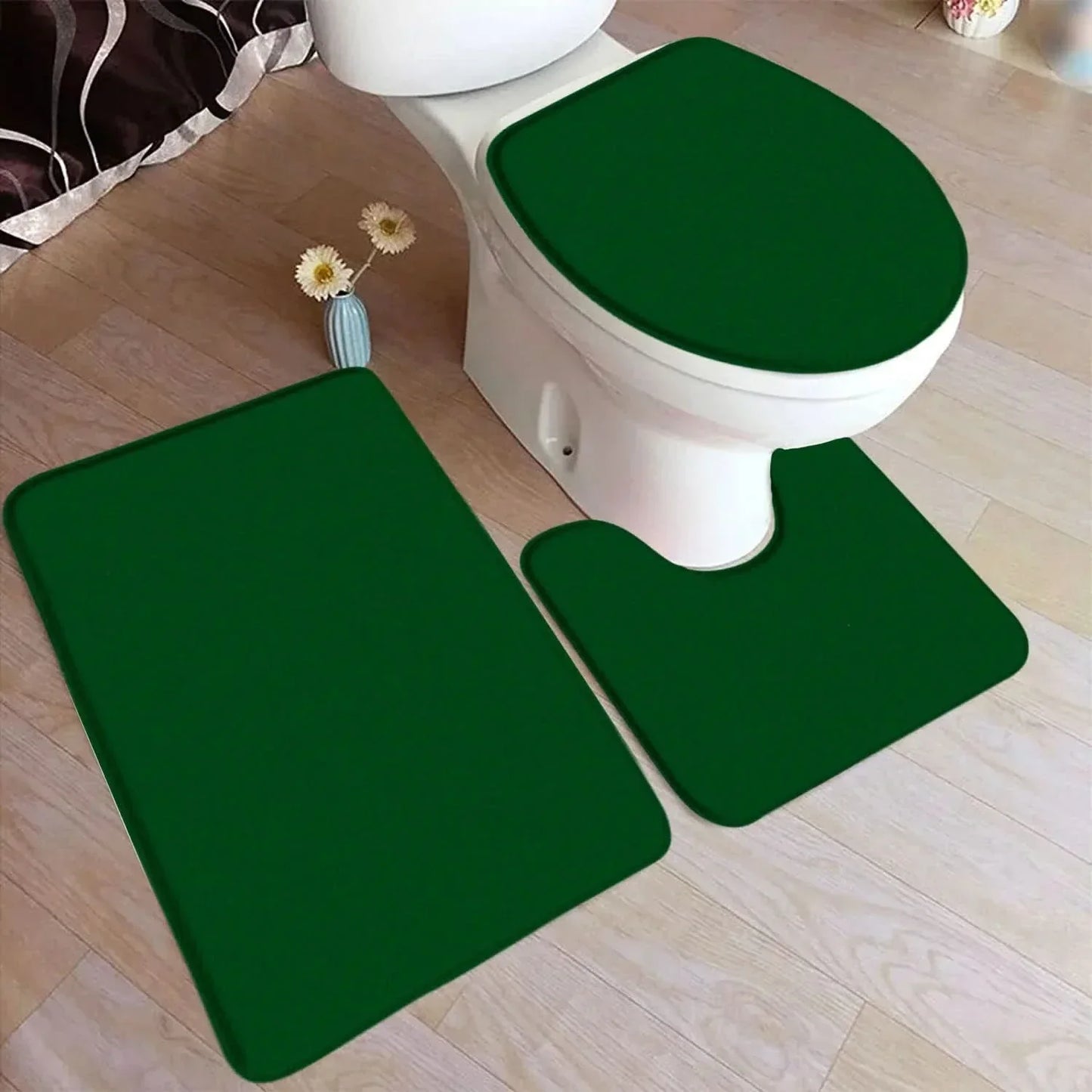 ComfiMat – set da 3 pezzi di tappetini da bagno in flanella con fondo antiscivolo