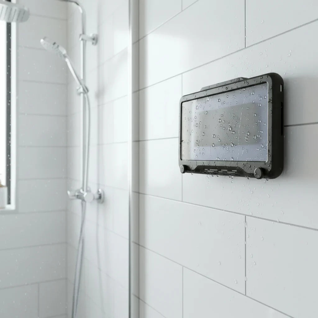 AQUAHOLD – Supporto impermeabile per smartphone girevole per bagno e cucina