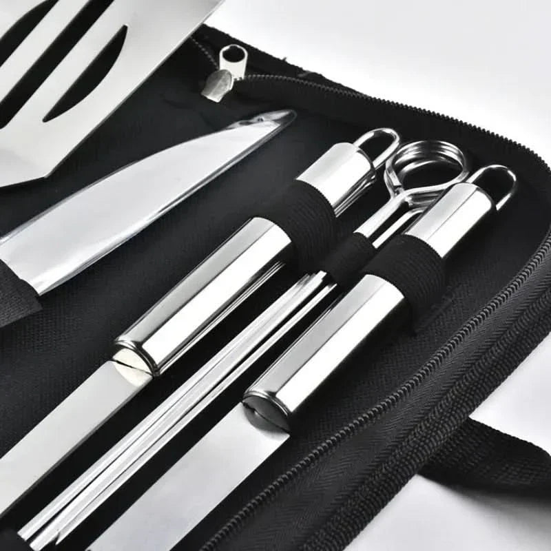 GrillMaster Pro – Set di utensili per barbecue in acciaio inossidabile per uso all'aperto