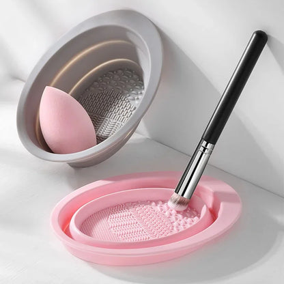 SILICLEAN – Pulitore pieghevole in silicone per pennelli da trucco con ciotola di pulizia