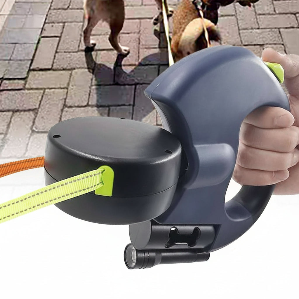 PROPET DUO - Guinzaglio retrattile per due cani con torcia integrata
