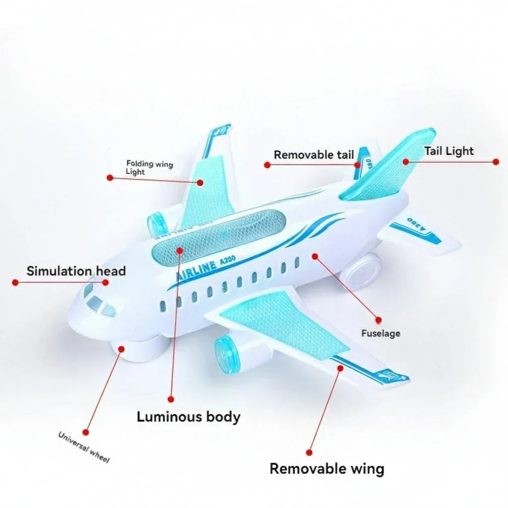 SPINJET – aereo giocattolo LED elettrico con rotazione a 360° e musica