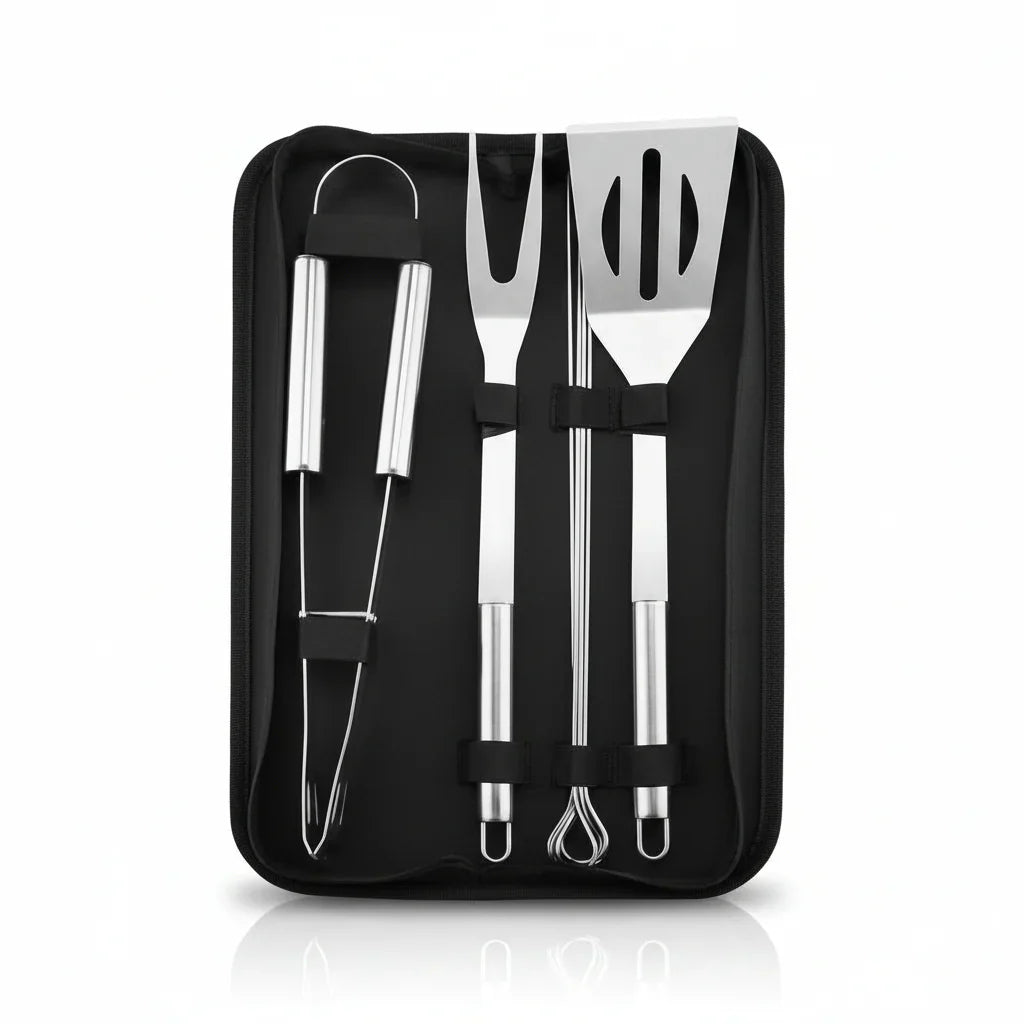 GrillMaster Pro – Set di utensili per barbecue in acciaio inossidabile per uso all'aperto