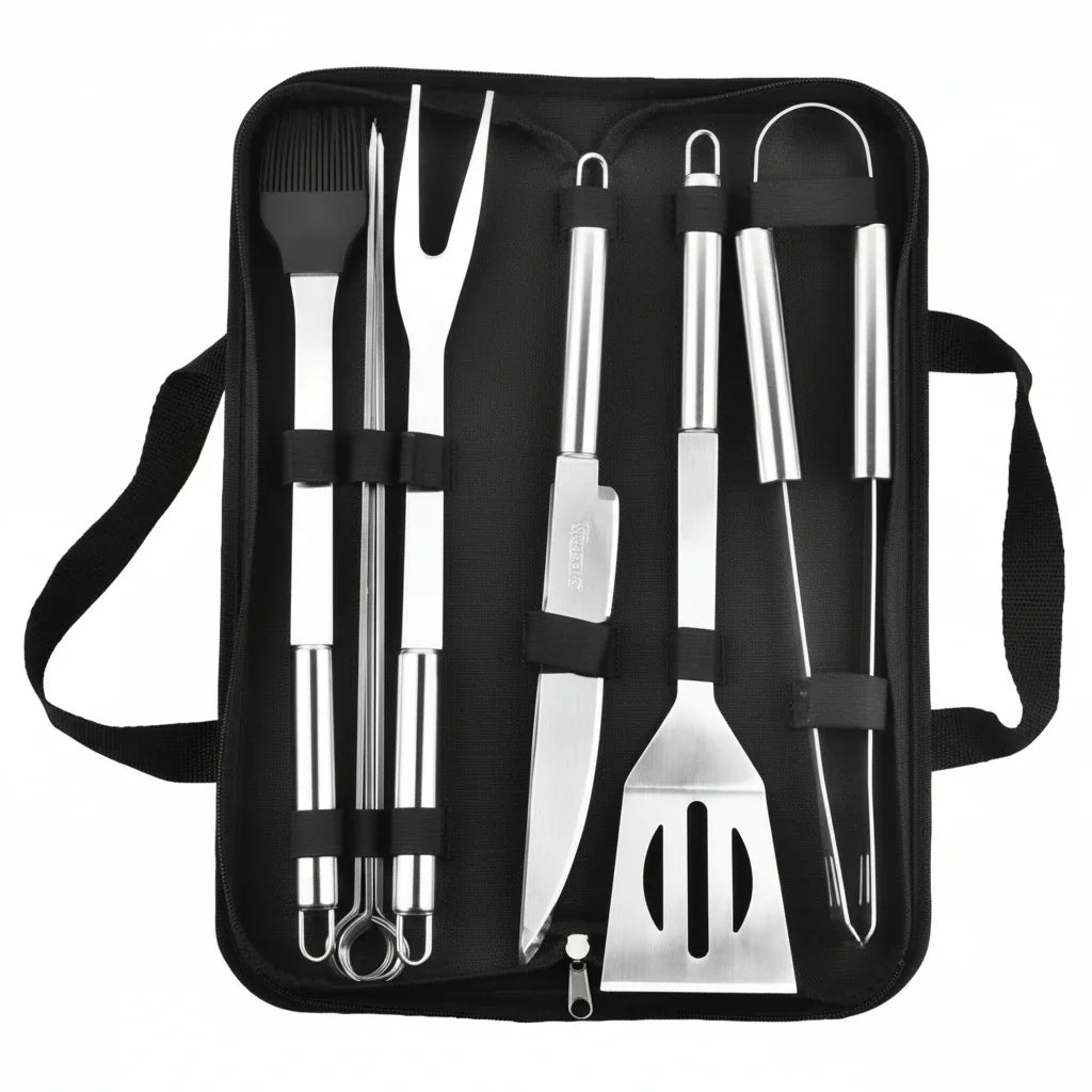 GrillMaster Pro – Set di utensili per barbecue in acciaio inossidabile per uso all'aperto