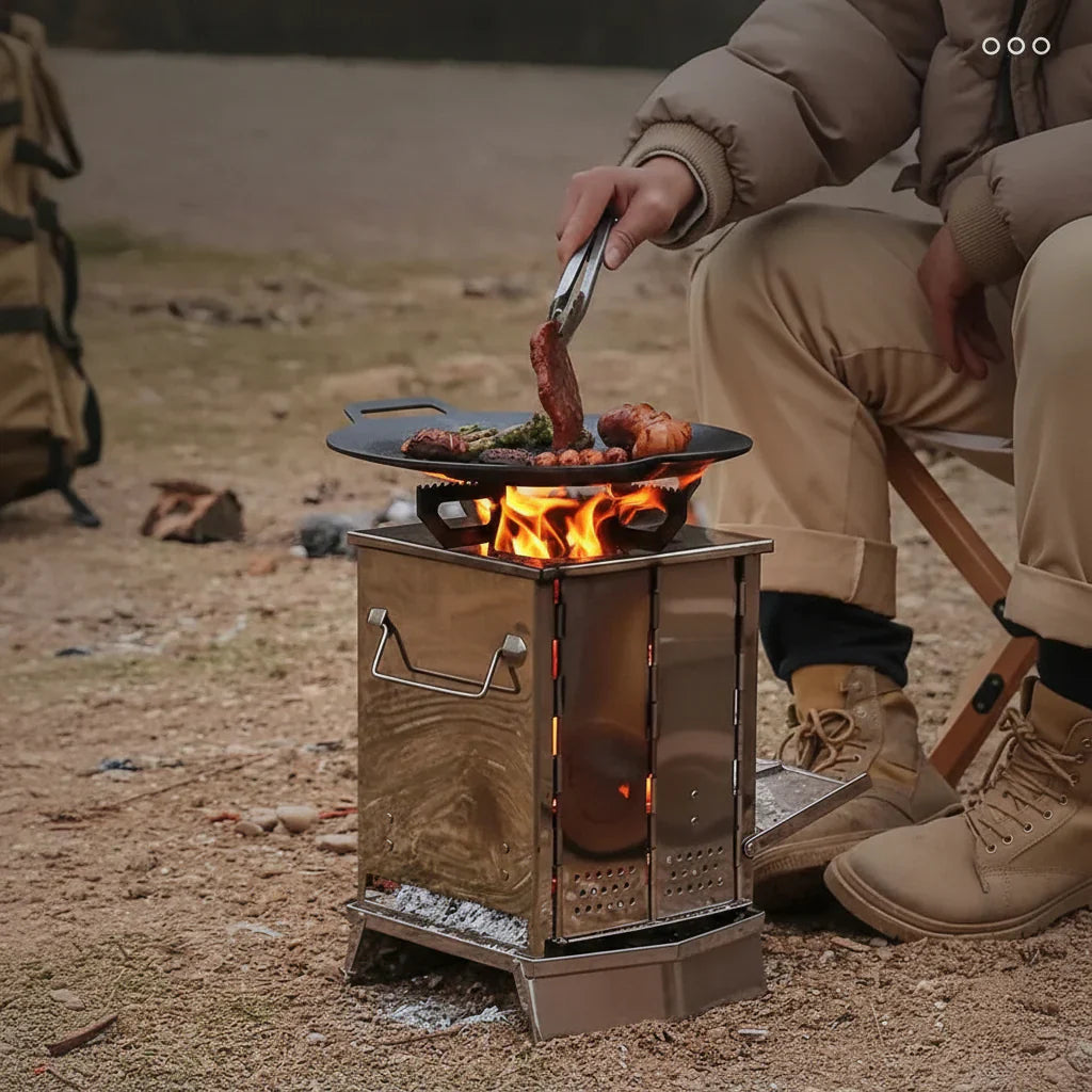 FLEXFIRE – Fornello da campeggio portatile in acciaio inossidabile per cucina all'aperto