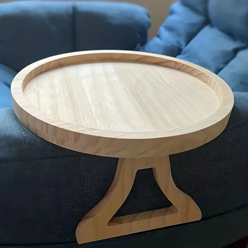 CLIPTABLE – Vassoio rotondo in legno per divano da agganciare ai braccioli