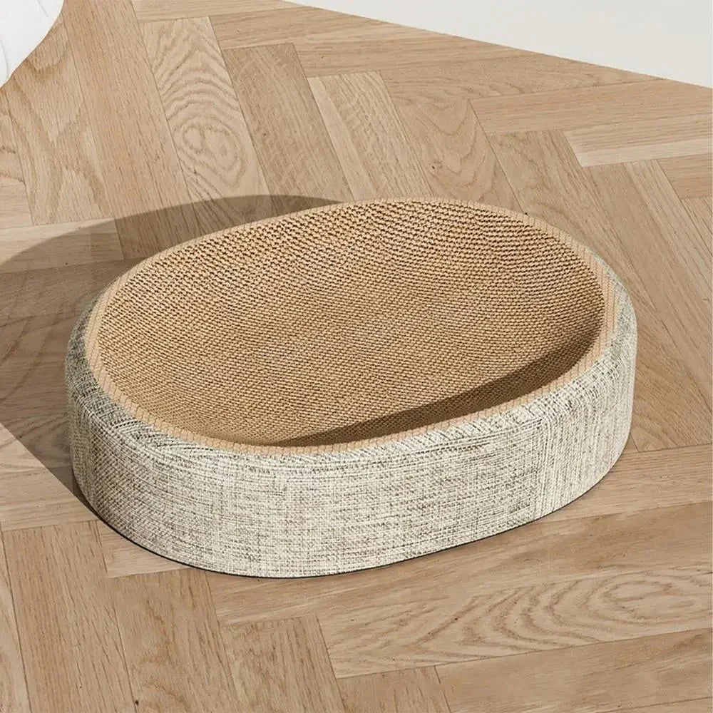 PURRLOOM – Letto ovale intrecciato in sisal per gatti, per graffi e riposo confortevole