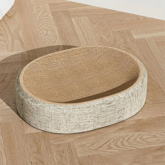 PURRLOOM – Letto ovale intrecciato in sisal per gatti, per graffi e riposo confortevole