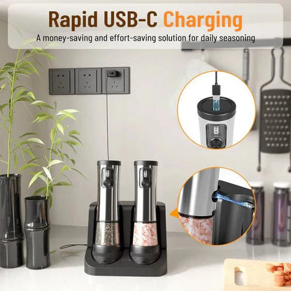 POWERMAHL – Set di mulini elettrici ricaricabili per sale e pepe con impostazioni di macinatura regolabili