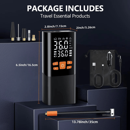 INFLATIQ – Compressore d'aria portatile da 180 PSI con batteria da 25000 mAh e display digitale della pressione