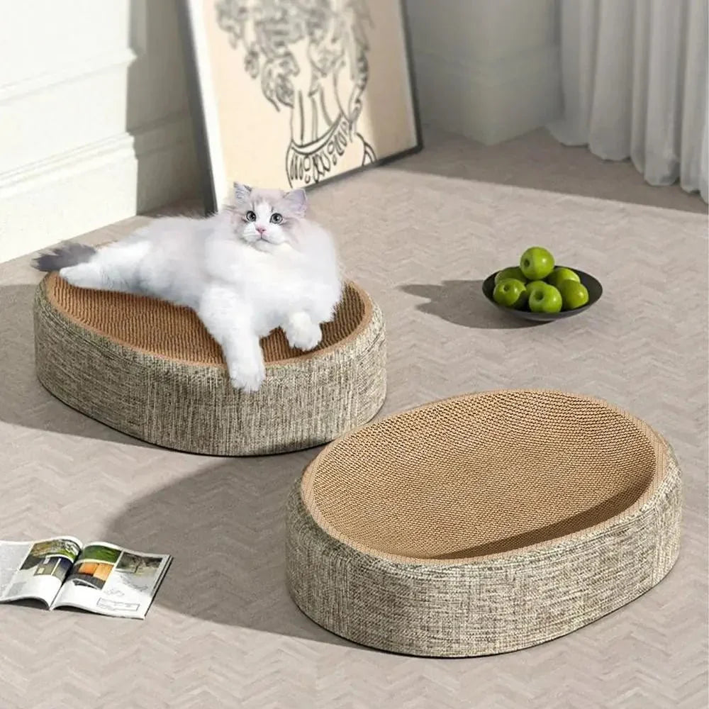 PURRLOOM – Letto ovale intrecciato in sisal per gatti, per graffi e riposo confortevole