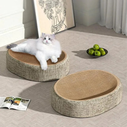 PURRLOOM – Letto ovale intrecciato in sisal per gatti, per graffi e riposo confortevole