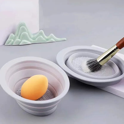 SILICLEAN – Pulitore pieghevole in silicone per pennelli da trucco con ciotola di pulizia