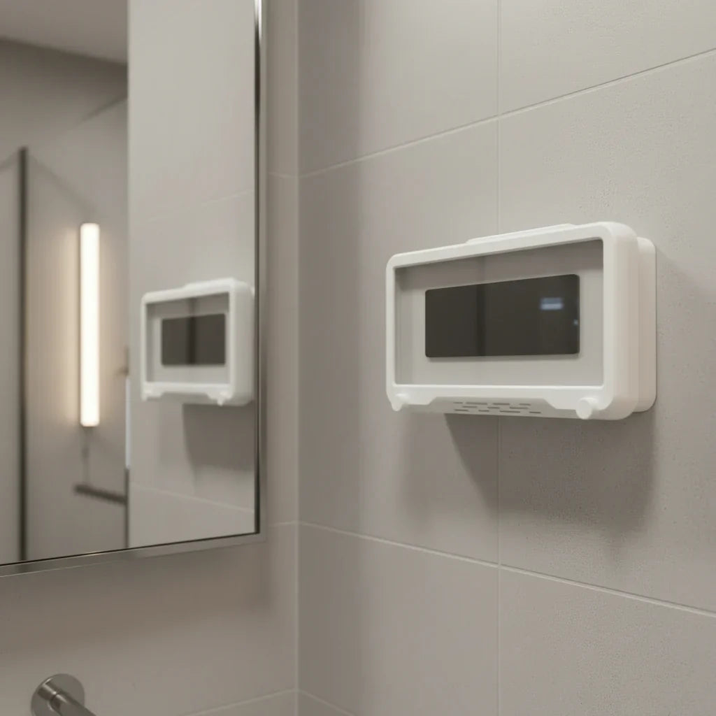 AQUAHOLD – Supporto impermeabile per smartphone girevole per bagno e cucina