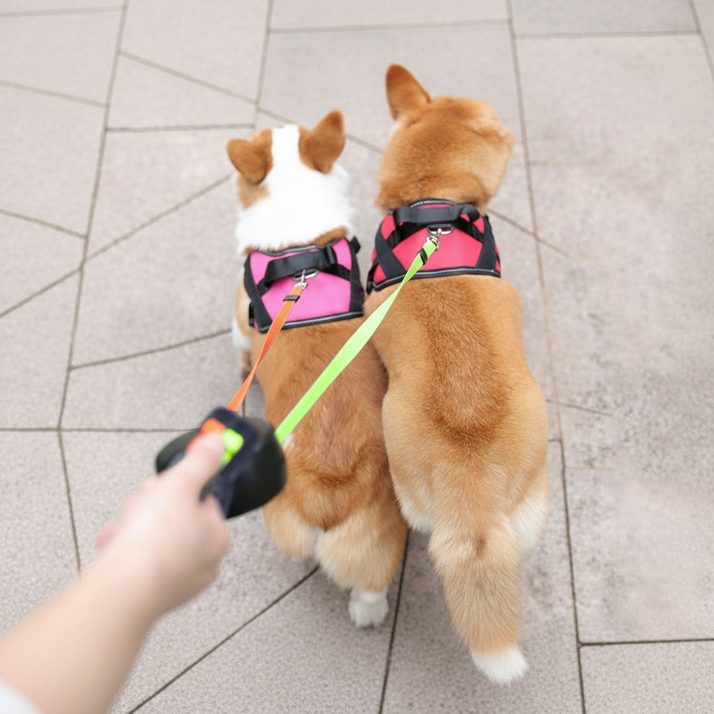 PROPET DUO - Guinzaglio retrattile per due cani con torcia integrata