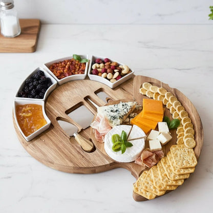 TABLEVA – Set premium di taglieri per antipasti in legno di acacia, per servire e intrattenere gli ospiti.
