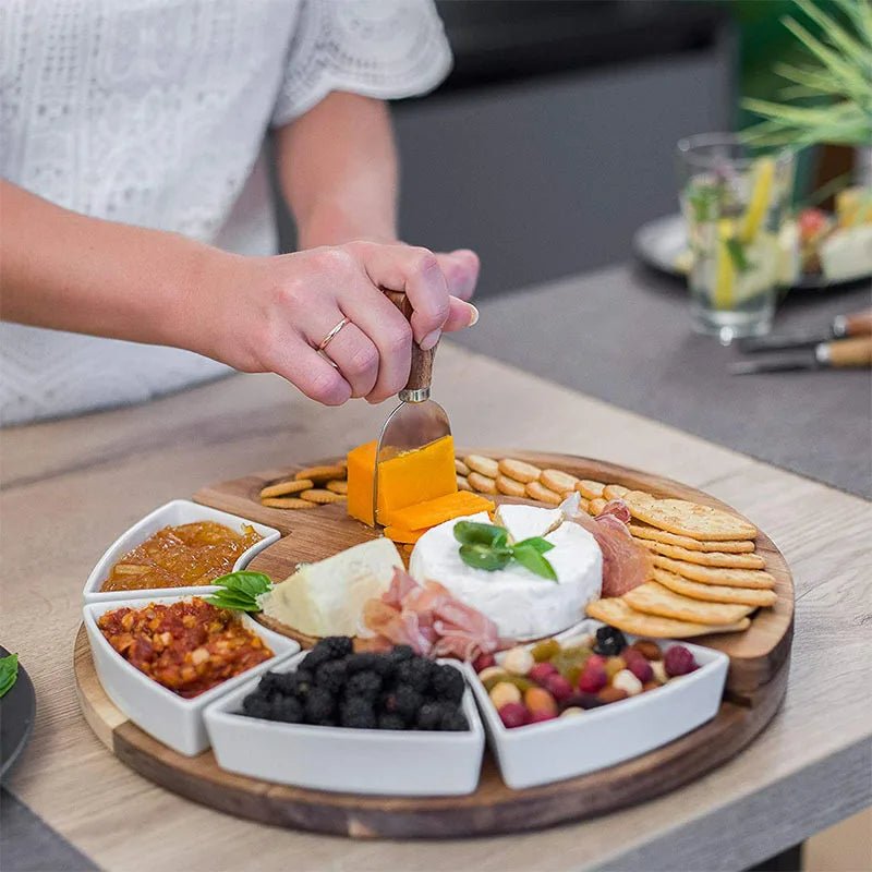 TABLEVA – Set premium di taglieri per antipasti in legno di acacia, per servire e intrattenere gli ospiti.