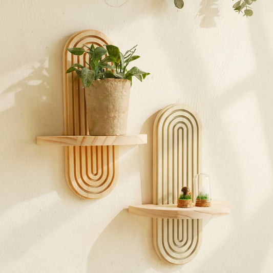DECOWOOD – Mensole in legno sospese geometriche in stile boho per parete