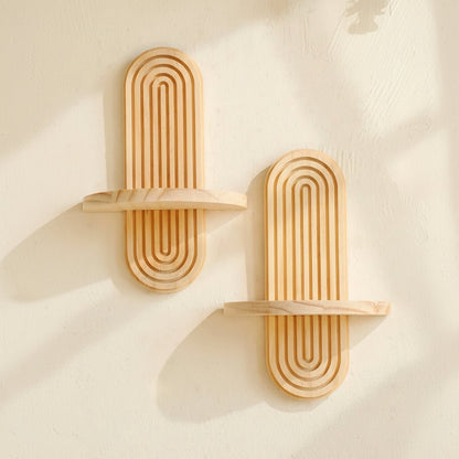 DECOWOOD – Mensole in legno sospese geometriche in stile boho per parete