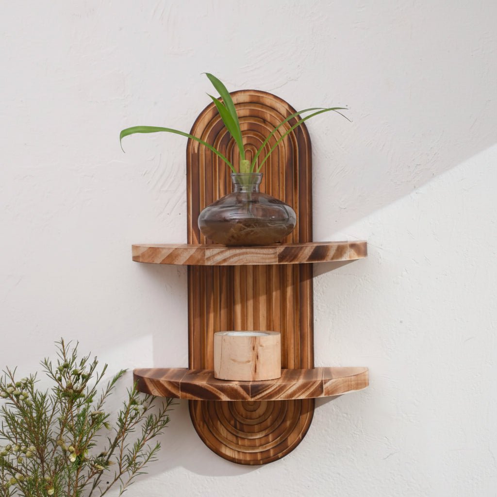DECOWOOD – Mensole in legno sospese geometriche in stile boho per parete