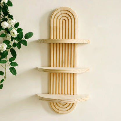 DECOWOOD – Mensole in legno sospese geometriche in stile boho per parete
