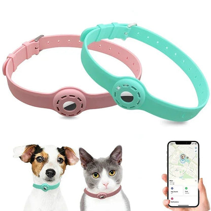 PFOTENTRACK – Collare in silicone regolabile per animali domestici con AirTag di Apple