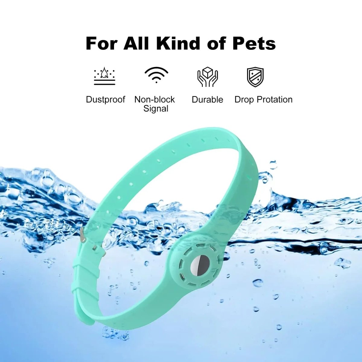 PFOTENTRACK – Collare in silicone regolabile per animali domestici con AirTag di Apple