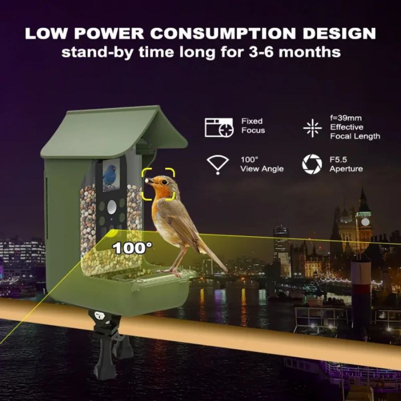 BIRDLENS – Alimentatore per uccelli intelligente con fotocamera HD per l'osservazione della fauna selvatica in tempo reale