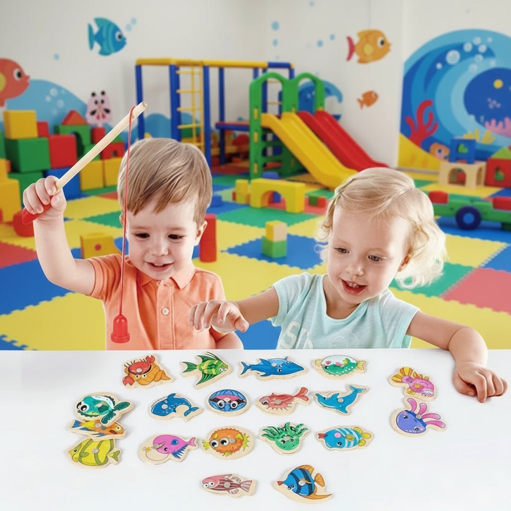 MONTICATCH – Gioco Montessori dell'angelo in legno con pesca magnetica per promuovere la motricità fine