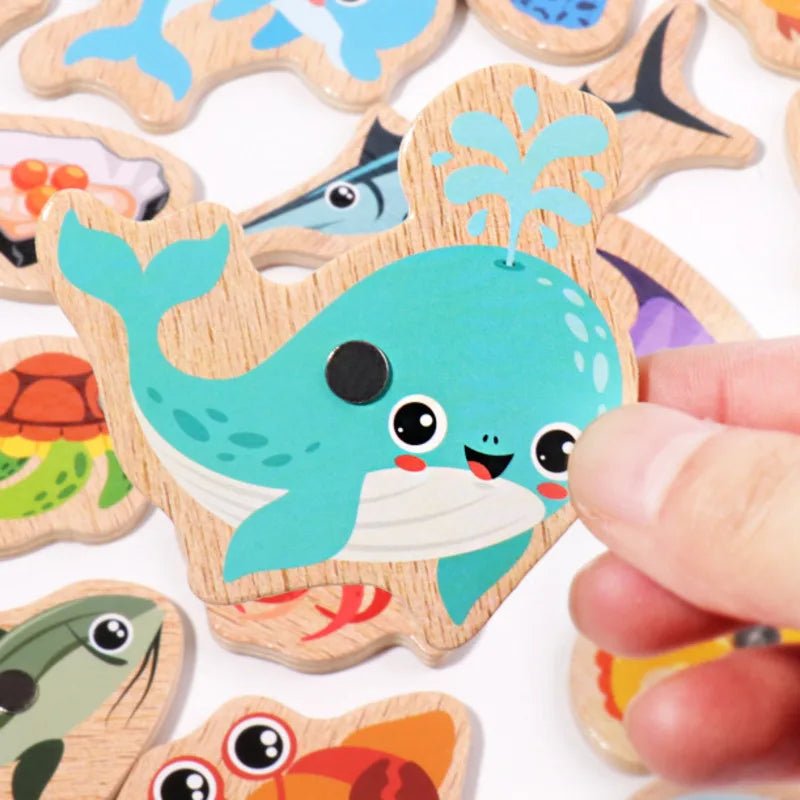 MONTICATCH – Gioco Montessori dell'angelo in legno con pesca magnetica per promuovere la motricità fine