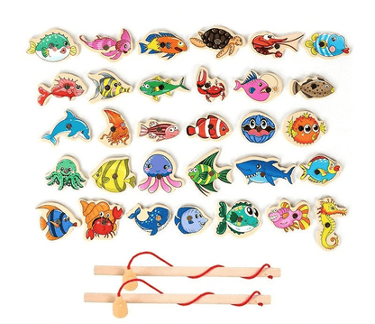 MONTICATCH – Gioco Montessori dell'angelo in legno con pesca magnetica per promuovere la motricità fine